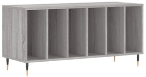 szürke sonoma színű szerelt fa hanglemezszekrény 100x38x48 cm
