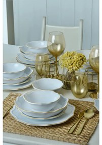 24 darabos étkészlet fehér/arany/kőagyag