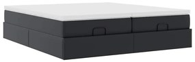 Ottomán ágykeret matracokkal Fekete 180x200cm műbőr