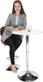 Bárasztal, magasság állítással, króm/fehér, átmérő 60 cm, BRANY 2 NEW