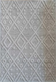 Zsinóros szőnyeg 200x290cm ,hurkos szürke krémszínű boho stílusú szőnyeg