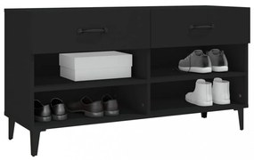 fekete szerelt fa cipősszekrény 102x35x55 cm