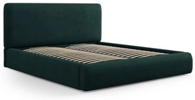 Sötétzöld kárpitozott ágyneműtartós franciaágy ágyráccsal 180x200 cm Colonel – Cosmopolitan Design