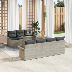 8 Darabos Kerti Kanapékészlet Párnákkal Világosszürke Műrattan