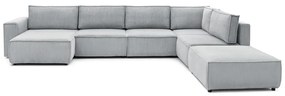 Világosszürke kordbársony sarokkanapé (jobb oldali-"U" alakú) Nihad modular – Bobochic Paris