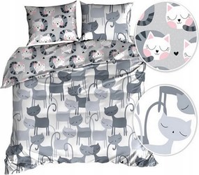3D Ágyneműhuzat Pamut Szatén 160x200 Cica