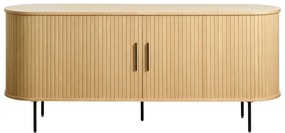 Natúr színű alacsony komód tolóajtóval, tölgyfa dekorral 76x180 cm Nola – Unique Furniture