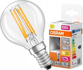 Led izzó Golyó E14 2.2W 25W 2700K Meleg CRI90 300° Filament Tompítható
