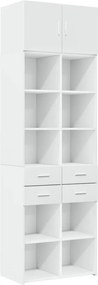 vidaXL fehér szerelt fa tárolószekrény 70 x 42,5 x 225 cm
