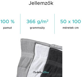 BIBAZ világosszürke törölköző 50x100 cm, 100% pamut