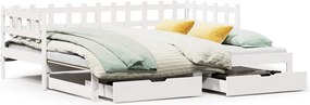vidaXL fehér kihúzható heverő fiókokkal matrac nélkül 80 x 200 cm