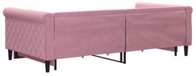rózsaszín kihúzható bársony heverő fiókkal 100 x 200 cm
