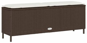 barna polyrattan kerti pad párnával 110x30x40,5 cm
