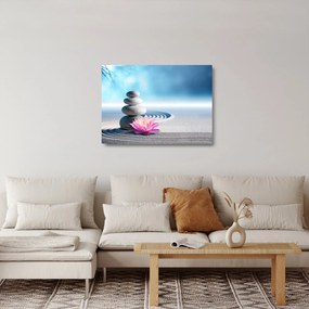 Homok, liliom és spa kövek képe (üvegen) (70x50 cm)