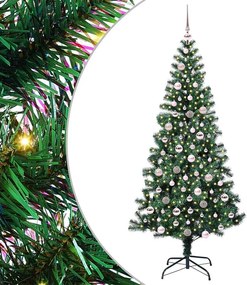 vidaXL Mesterséges, előre világított karácsonyi fa Zöld 210 cm
