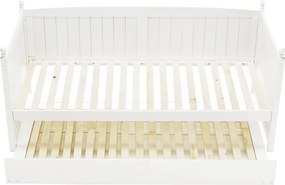Ágy pótággyal, tűnyalábos fenyőfa, fehér, 90x200, GLAMIS