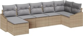 vidaXL Kanapé Szett párnával 7 pcs Bézs polirattan