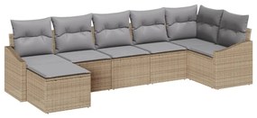 vidaXL Kanapé Szett párnával 7 pcs Bézs polirattan