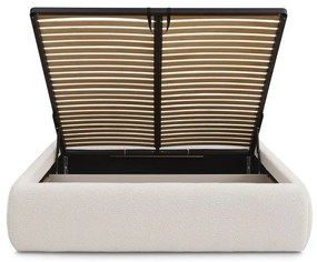 Fehér kárpitozott ágyneműtartós-ágytámla nélkül franciaágy ágyráccsal 180x200 cm Inera – Bobochic Paris