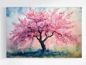 Vászonkép Canvas Akvarell Természet Rózsaszín Fa Virágok Tavasz 120x80