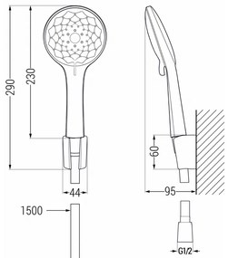 Mexen tartozékok - 1 pontos kézizuhany készlet R-74, fekete, 785745052-70