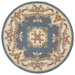 Aubusson kék gyapjú szőnyeg, ⌀ 120 cm - Flair Rugs