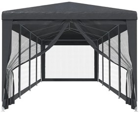 antracitszürke HDPE rendezvénysátor 10 hálós oldalfallal 3x12 m