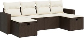 vidaXL 6 részes barna polyrattan kerti ülőgarnitúra párnával