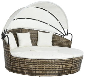 DIAMANTE chill out polyrattan kerti kerek napozóágy szett