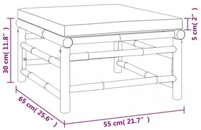 4 részes bambusz kerti ülőgarnitúra zöld párnákkal