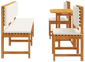 5 darabos kertibútor készlet párnákkal, masszív akácfából