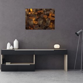 Kép - bronz hatszögek (üvegen) (70x50 cm)