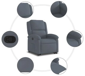vidaXL sötétszürke bársony felállást segítő dönthető fotel
