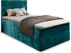 Kárpitozott boxspring ágy GLORIEN VELVET 90x200 cm türkiz Matrac: Bonell rugós matrac