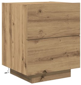 Éjjeli szekrények LED világítással 2 db Kézműves tölgy 45x40x55 cm