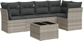 vidaXL 6 részes világosszürke polyrattan kerti ülőgarnitúra párnákkal