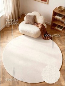 Krémszínű kézi szövésű gyapjú kerek szőnyeg ø 160 cm Puristic Knots – Elle Decoration