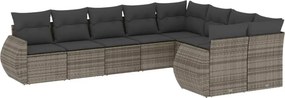 vidaXL 9 részes szürke polyrattan kerti ülőgarnitúra párnákkal