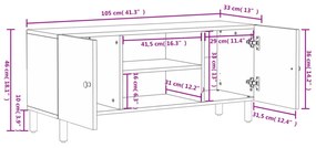 fekete tömör mangófa TV-szekrény 105 x 33 x 46 cm