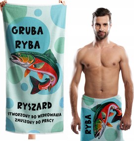 Strandtörölköző Vastag Hal Személyre Szabható Névvel