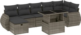 vidaXL 8 részes szürke polyrattan kerti ülőgarnitúra párnákkal