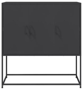 fekete acél magasszekrény 100,5 x 39 x 107 cm