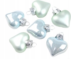 Üveg Szív Bombák 4 cm 12 db Kék Menta