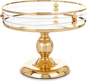 Patera Tükörtálca Arany Lábon 25cm Fém Glamour Tükörrel