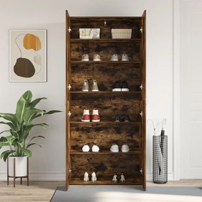 Cipőtartó Füstölt Tölgy 80x35,5x180 cm Műszaki Fa