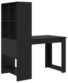 Asztal polcokkal Musta tammi 122 x 67 x 145 cm Faanyag