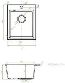 Laveo Chichi, 1 kamrás gránit mosogató 390x480x205 mm, bézs, LAV-SBH_410T