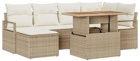 vidaXL Kerti Kanapé Szett tárolóval 7 pcs Bézs Poli rattan