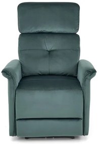 SEMIR sötétzöld karosszék elektromos dönthető funkcióval / USB csatlakozóval