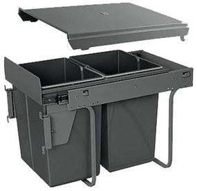 Hulladékgyűjtő GTV Practi Eco 400, szelektív, frontkihúzású, lágy záródás, 2x20 L edénnyel, fedéllel